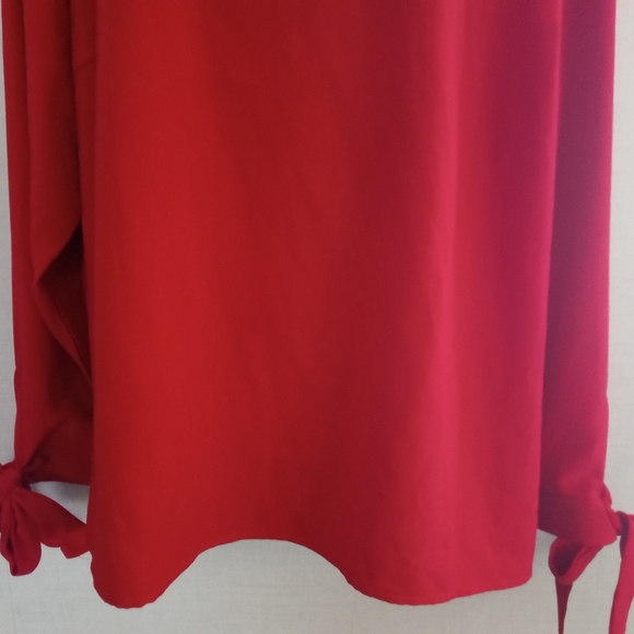 Eloquii Shirt, Size 22, Red Blouse, Night out, Party wear,  Bright, tied wrist, - Picture 7 of 11